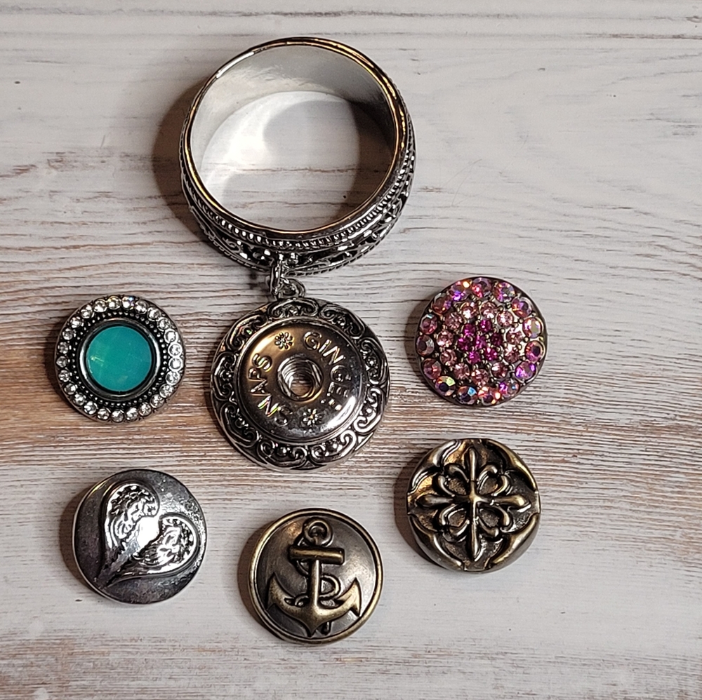 GINGER SNAPS Lot Scarf Clip and Bonus 5 Snaps